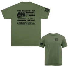 Free Men Don't Ask 2nd Amendment Gun Military Patriotic US Flag T-shirt
