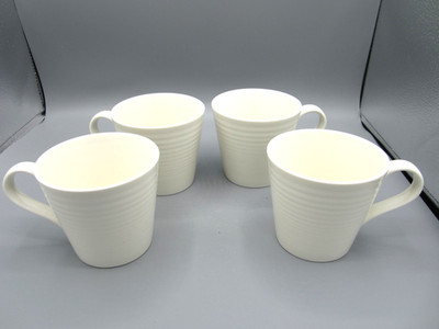 Set of 4 Royal Doulton White Gordan Ramsey Ribbed Maze, Tea Coffee Mug  (Box)
