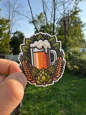 Craft Beer & Hops Die-Cut Badge Sticker - Perfect for Brewery Enthusiasts! Lapt