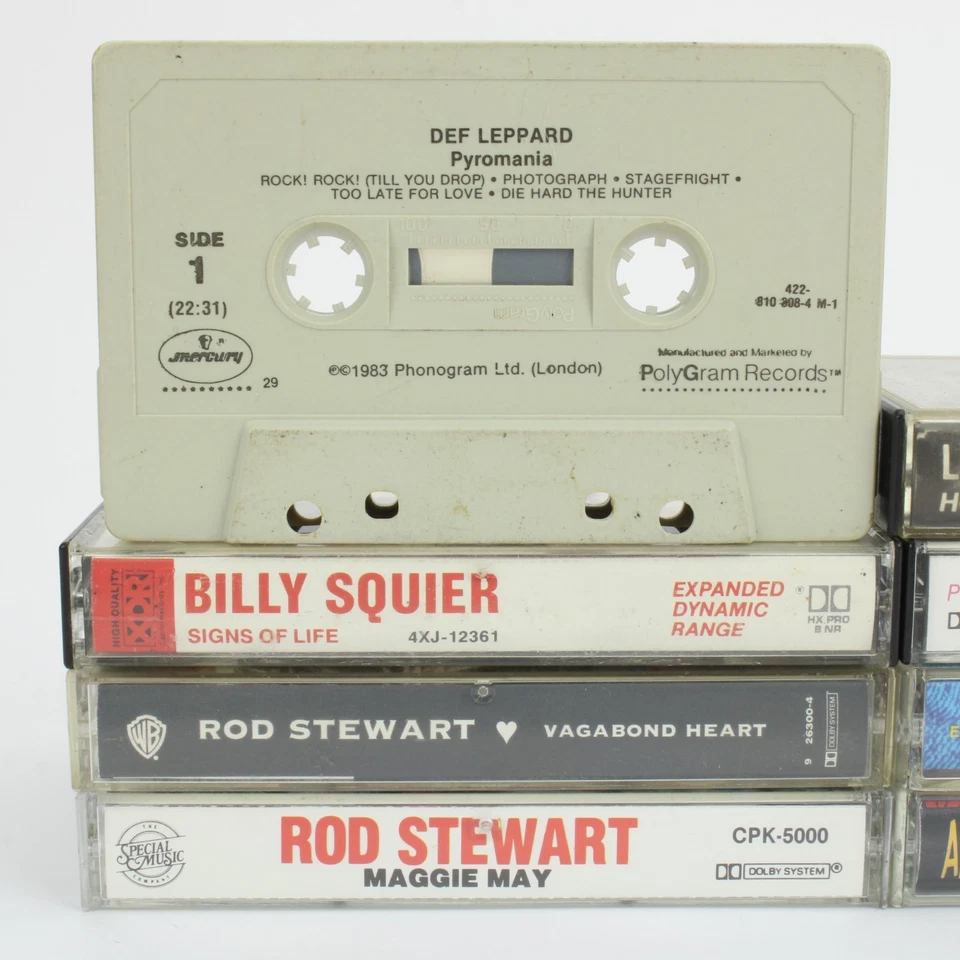 80s Rock Cassette Tape Lot of 15 Aerosmith, Rod Steward, Led Zeppelin, Seger Foto 4 de 4