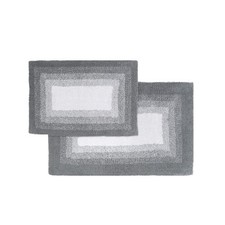 Dual-Sided Bath Rug Set Hi Rise Grey 21x34 and 17x24