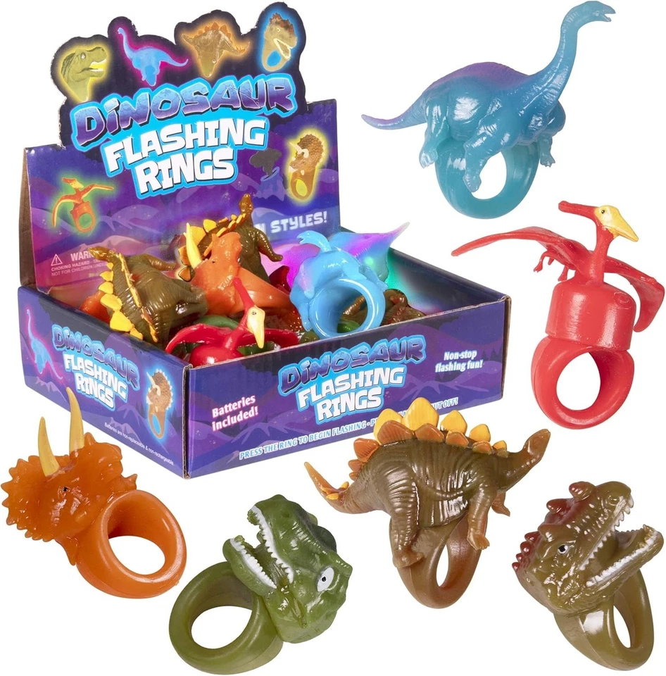 Pack de 12 anillos de iluminación LED de dinosaurio canguro para niños - Juguetes para aula, Foto 2 de 4