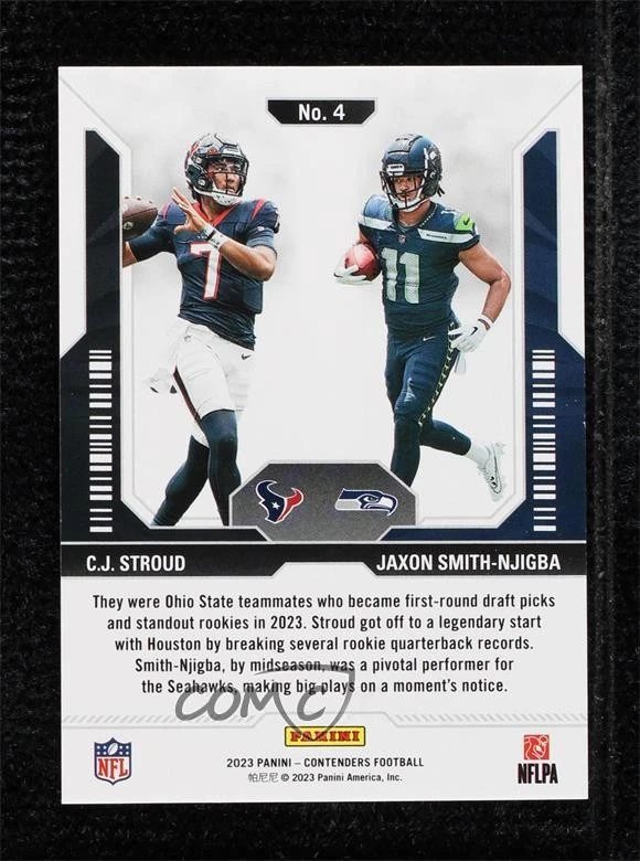 2023 Contenders Round Numbers Teal /149 CJ Stroud Jaxon Smith-Njigba Rookie RC - Image 2 of 2