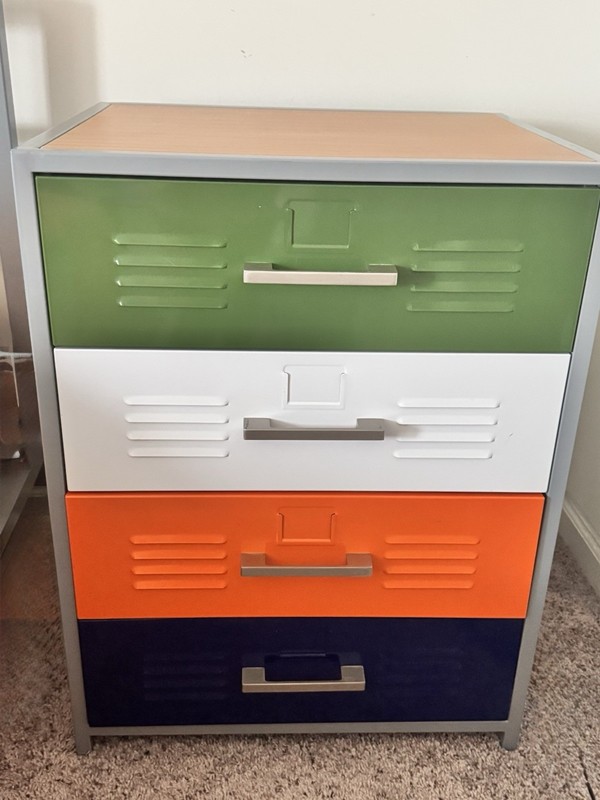 Kids Full Bed Frame w/ Headboard & 2 Storage Drawers, Locker Style