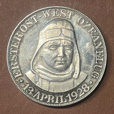 Alt 900 Silber 25g Medaille Deutsches Reich 1928 Erster Ost West Ozeanflug Breme