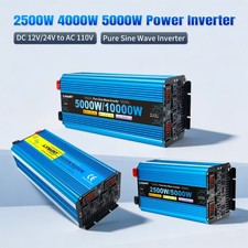 2500W 4000W 5000W Pure Sine Wave Inverter 12V 24V to 120V With 2LED/USB/Remote