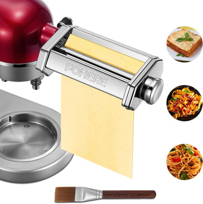 FOHERE Nudelaufsatz Nudelblattroller Für Kitchenaid Küchenmaschine, Pasta Maker 