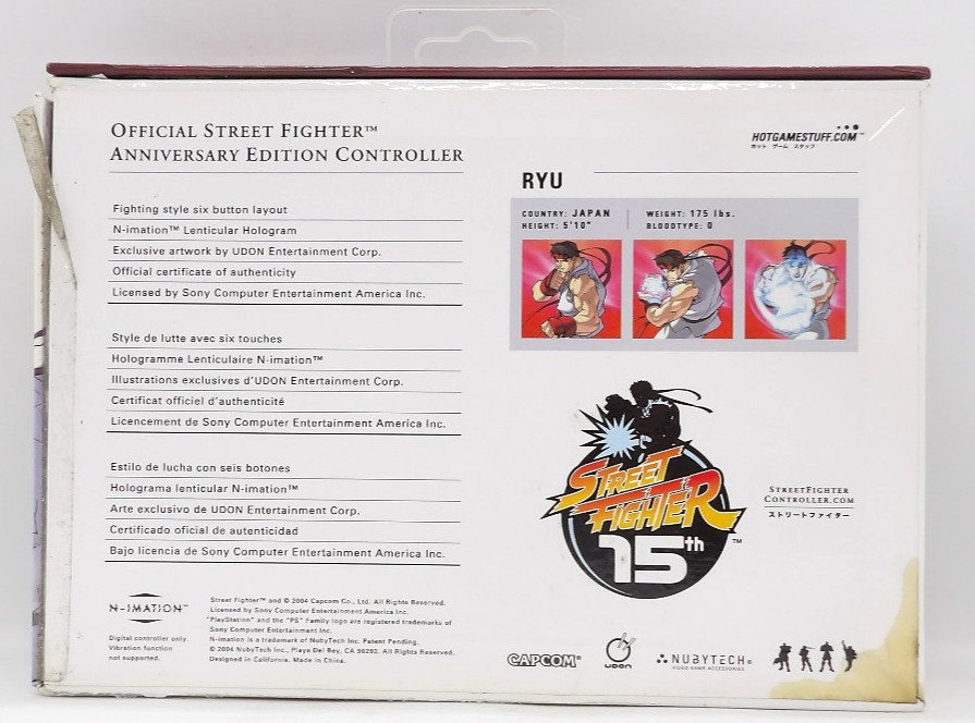 Street Fighter 15th Anniversary Ryu Capcom PlayStation 2 PS2 Nubytech Controller