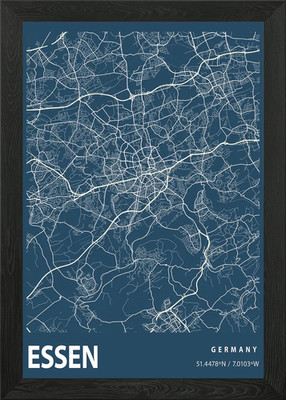 Essen Blueprint Street Map Framed Wall Art Poster Canvas Print Picture