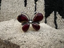 Red Dahlia Kingman Turquoise 925 Butterfly Ring Navajo Southwestern Size 6.5