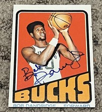 BOB DANDRIDGE 1972-73 TOPPS #42 SIGNED CARD MILWAUKEE BUCKS NORFOLK STATE AUTO