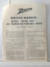 Zenith Instrukcja serwisowa Model Royal 300 All Tranzystor Radio Chassis 7AT42/7AT42Z1