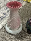 Fenton Peach Blow Hurricane Candle Holder