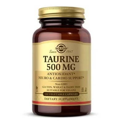 Solgar, Taurine, 500 mg, 100 Vegetable Capsules EXP 10/26