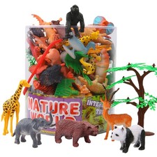 Mini Animal Figures Bulk, 54 Pack Jungle Animals 54 Piece set, Multi color