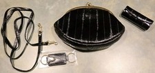 Vintage Lee Sands Framed Clutch Set Eel Skin Small Purse Handbag