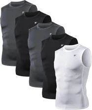 TELALEO 5 Pack Men's Athletic Medium, Black/Charcoal/White(five Pack) 