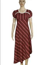 Loveshackfancy Patricia Dress Striped Printed Lace Short Sleeve Maxi New XS