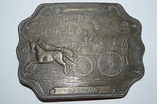 Vintage American Heroes FIREFIGHTERS Fireman BOSTON Brass Tone Belt Buckle Rare
