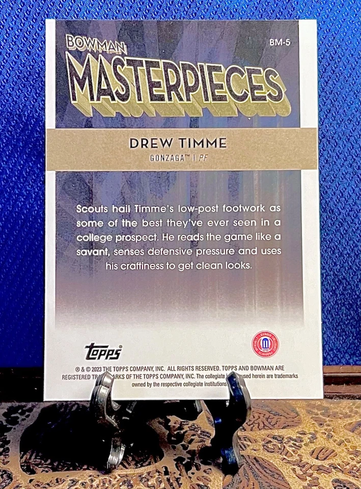 2022-23 Bowman's Best University Drew Timme Masterpieces Refractor #BM-5 Gonzaga - Image 4 of 4