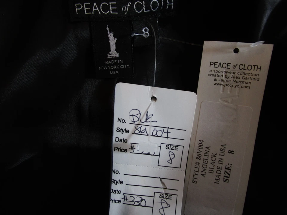 Chaqueta Blazer Angelina Negra Sin Mangas Pieza de Tela Nueva con Etiquetas Talla 8 Minorista $330 Foto 4 de 4