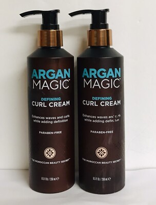 2 Bottles Moroccan Beauty Secret ~ Argan Magic Defining Curl Cream 8.5 fl oz Ea.
