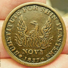 HARD TIMES TOKEN HT 67 PHOENIX SHIN PLASTERS / MAY TENTH VF+ S-1001