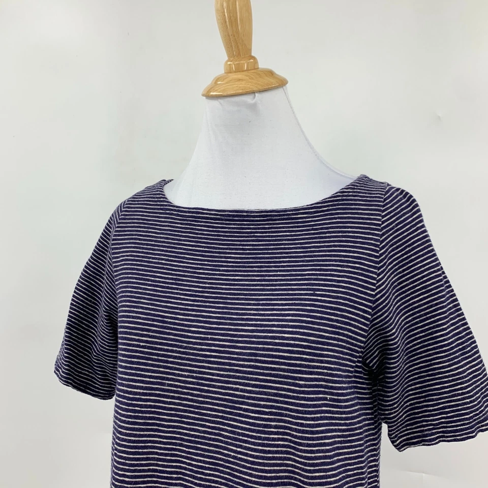 Vestido Camiseta Eileen Fisher Mujer PS Petite Pequeño Rayas Algodón Orgánico Cáñamo Foto 3 de 4