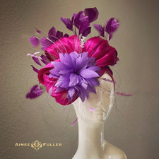 Kentucky Derby Fascinator Berry Pink Fuchsia Purple Hat Elegant Royal Ascot Hat