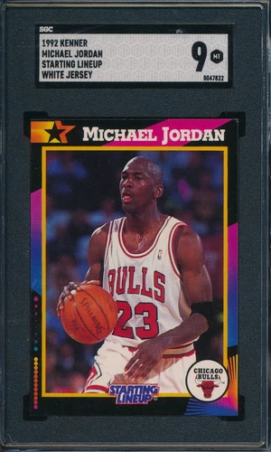 MICHAEL JORDAN 1992 KENNER STARTING LINEUP WHITE JERSEY SGC 9 MINT CARD! TOUGH!