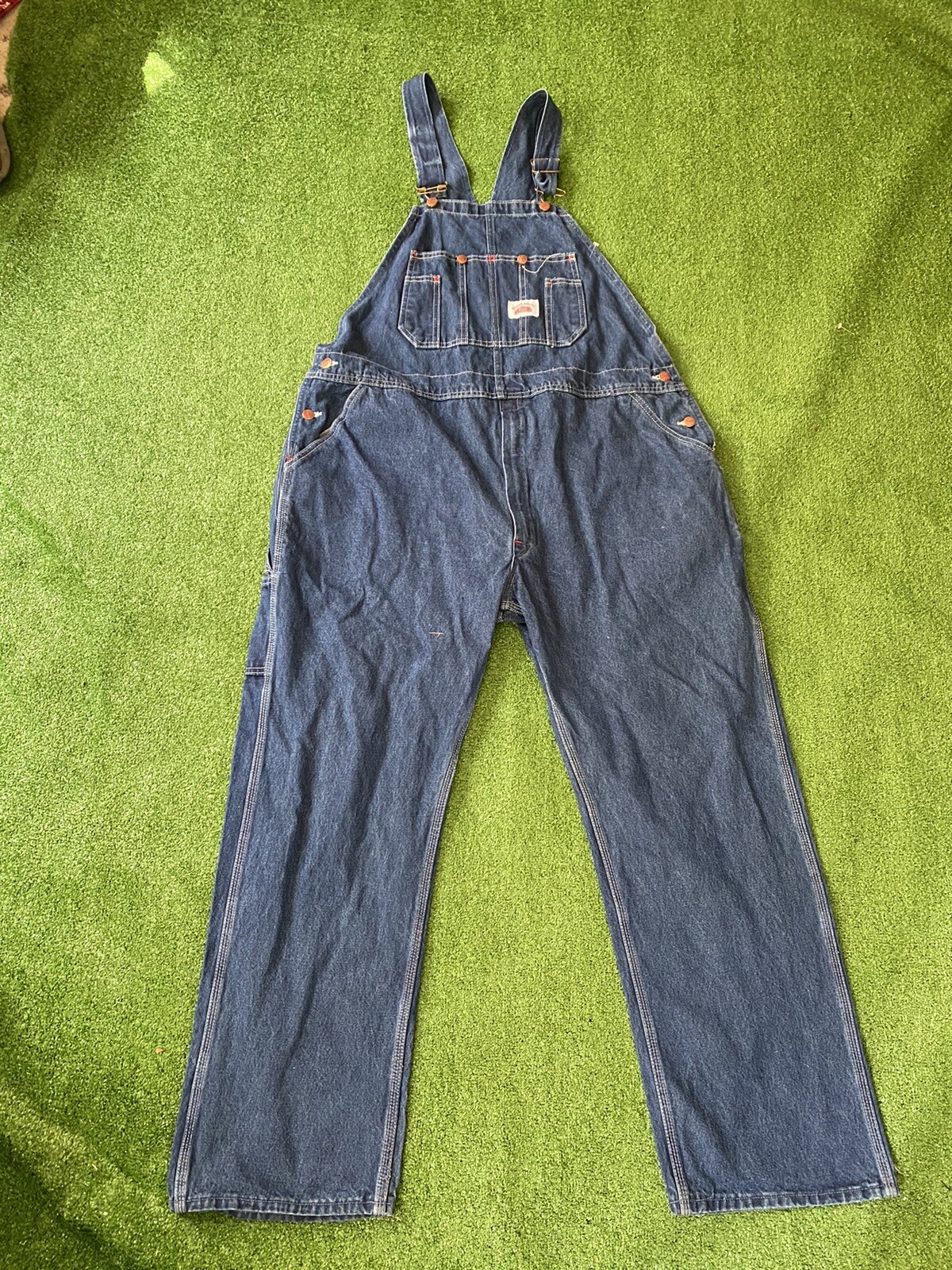 Round House Denim Wash Bib Overalls 42X30 EXCELLENT m… Gem