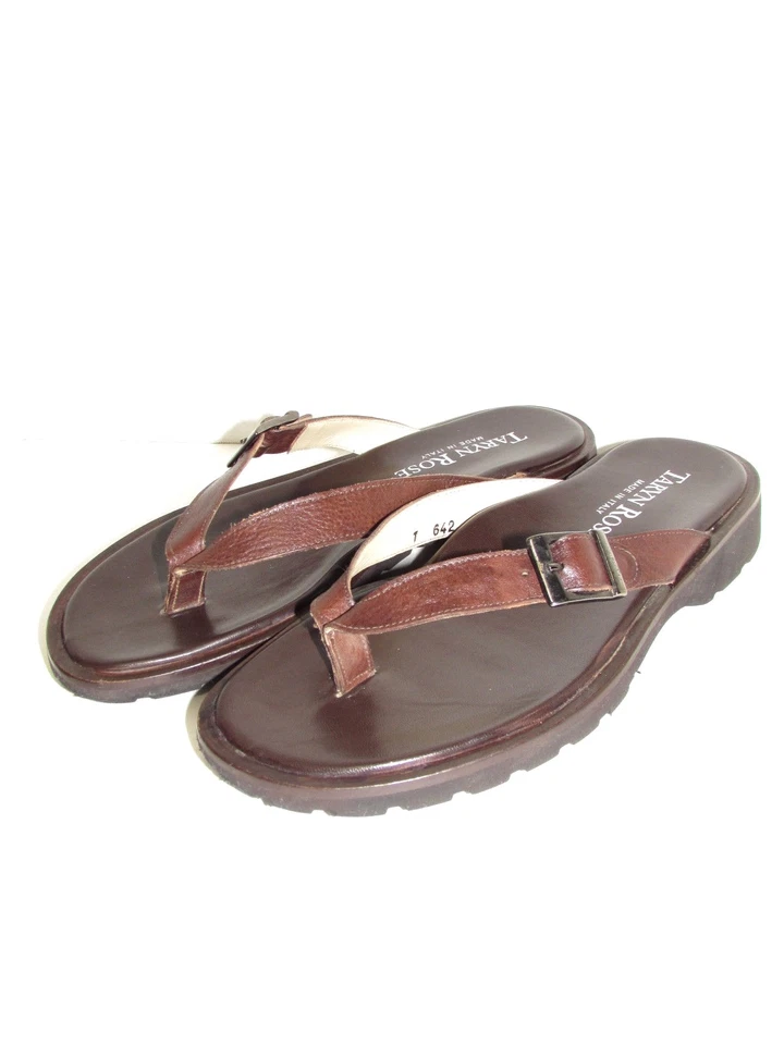Sandalias Chanclas TARYN ROSE Marrón Cuero Suave Talla 40.5 / 9 Foto 4 de 4