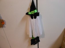 Decor "Halloween Scary 24" Hanging Green Black White Cloth Witch Ghost" NEW