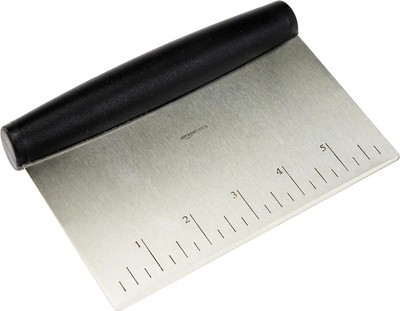 Amazon Basics Multi-Purpose Stainless Steel Scraper/Chopper 6'', Black, Silver 