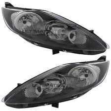Headlights Ford Fiesta Mk7 2008-2012 Black Inner Headlamps 1 Pair Left & Right