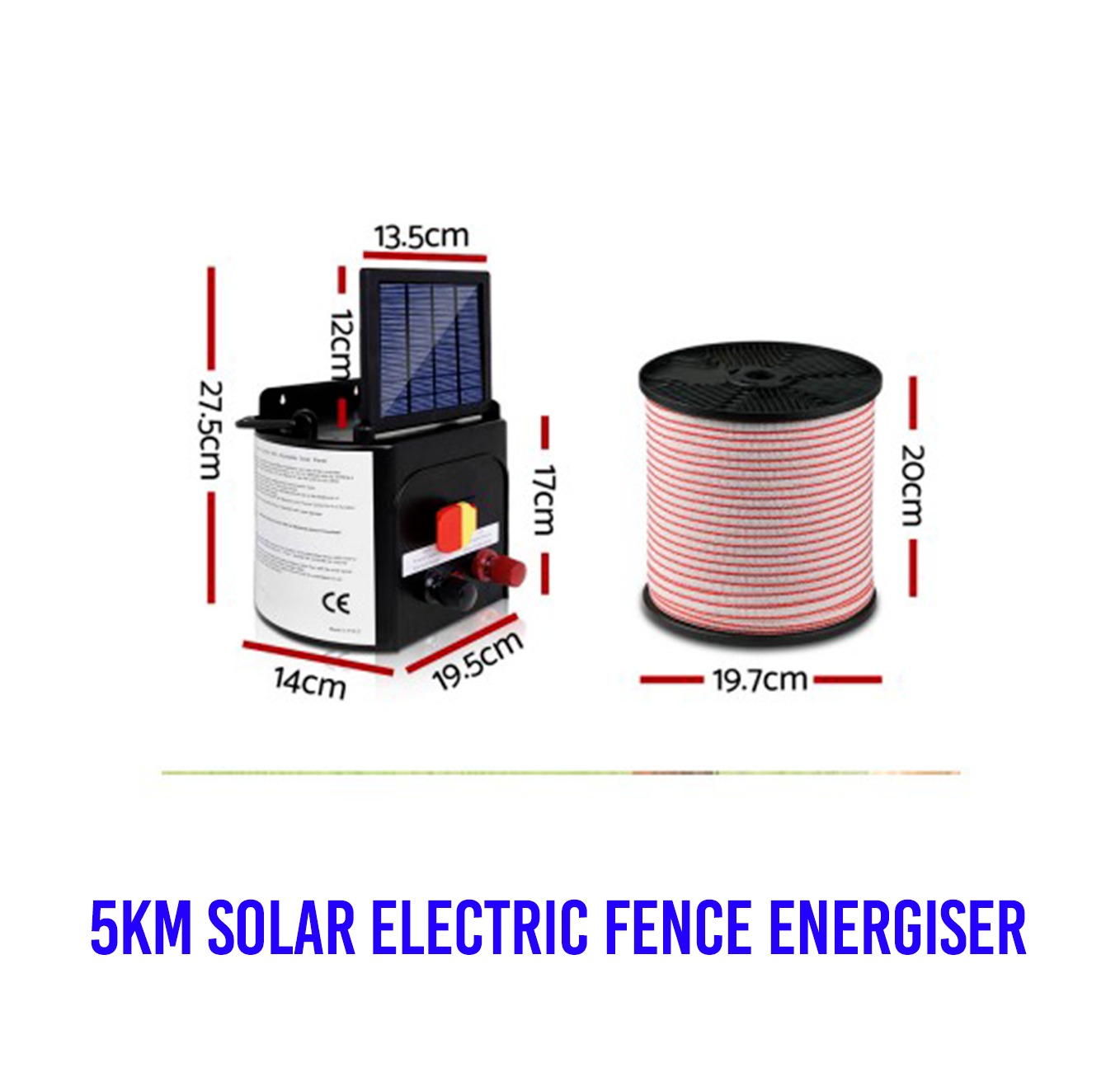 Solar Power Electric Fence Charger Kit Farm Fencing Tape 25pcs
