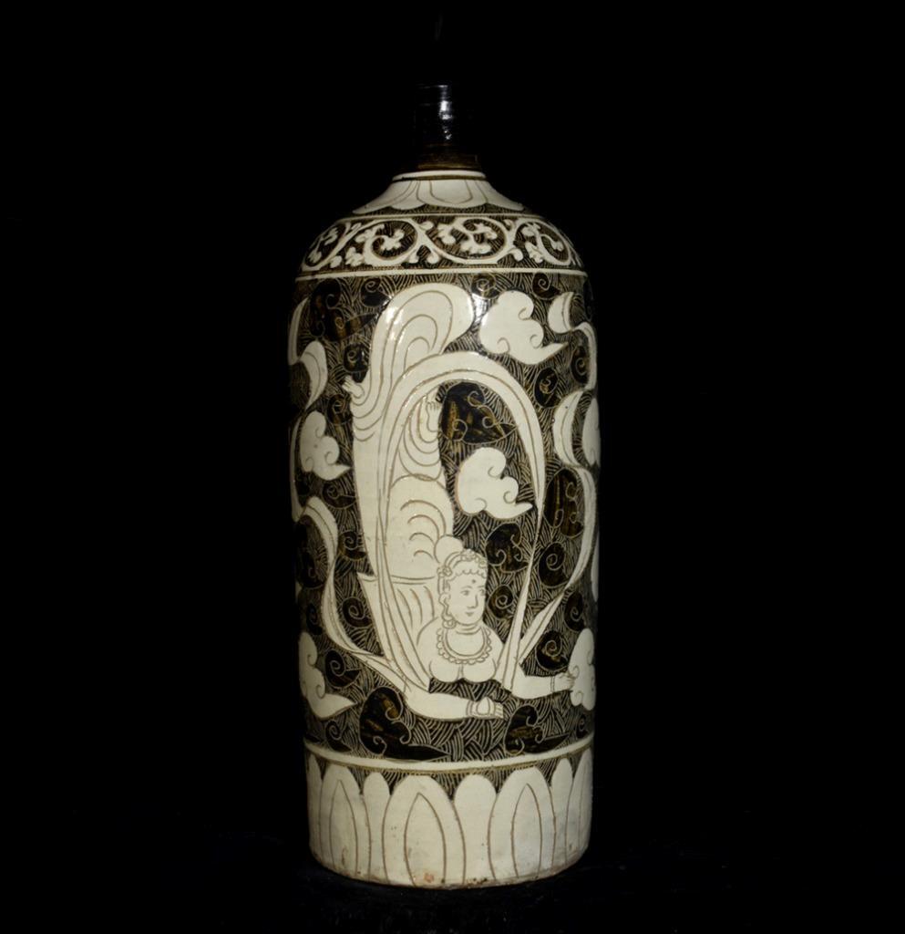 置物 kuu 40CM Old Chinese Cizhou Kiln Vase w/lady N2998 | eBay