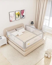 Athradies Bed Rails for Toddlers, 79'' Extra Long Bed Rails Queen Bed, 3 Sides