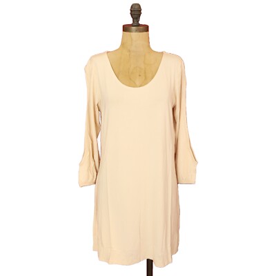 Pennington & Bailes Bamboo Cold Shoulder Tunic Top M Beige 3/4 Sleeve NWT B66