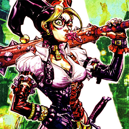 HARLEY QUINN * SIGNED * ART PRINT Carlos D'Anda BATMAN Arkham Asylum 19x13" SEXY - Picture 1 of 2