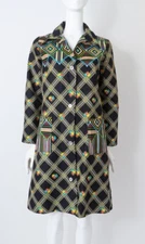 1960s Mod Op-Art Flannel House Coat / Dress Deadstock Amazing 60s Pattern