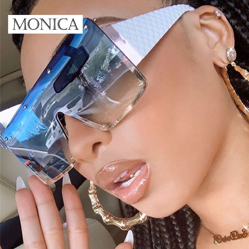 Oversized Gradient Sunglasses - Uv400 Metal Rimless Glasses  display picture 1