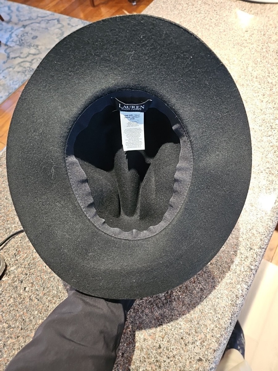LAUREN Ralph Lauren Wool Fedora Black Strap Black Hat EUC  display picture 3