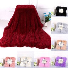 Faux Fur Blanket Reversible Soft Warm Plush Bed Sofa Fluffy Shaggy Throw