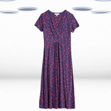 Ex Seasalt Women's Short Sleeve Jersey Cotton Dress in Red Floral