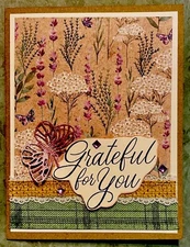 4 Stampin Up! Grateful for You Lavenders Greeting Card Kit Butterfly Gems Ribbon