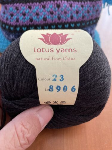 Lotus Yarns Autumn Wind Cotton/Cashmere Blend Black#23, Lot8906 Yarn-4 SKEINS - Picture 3 of 5