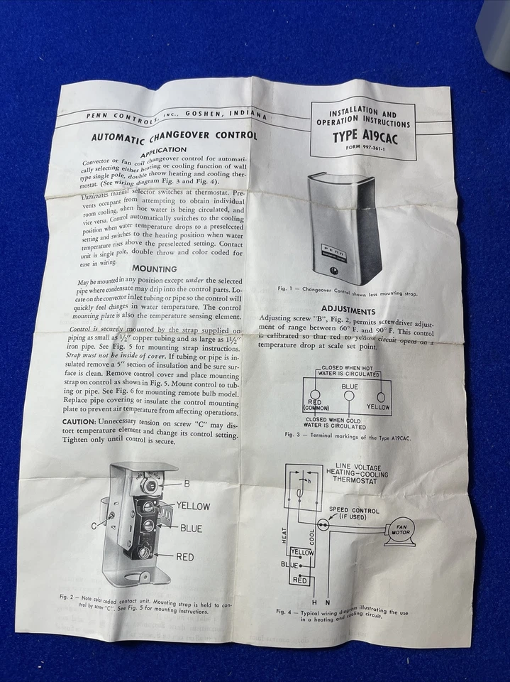 NOS VINTAGE PENN BASO COUNTERLINE CHANGEOVER THERMOSTAT A19CAC-2 - Image 3 of 4