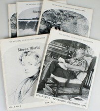 STEREO WORLD MAGAZINE, THE NATIONAL STEREOSCOPIC ASSOCIATION 1977, LOT OF 5