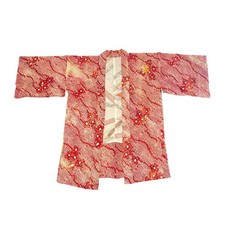 Vintage Japanese Red Haori Shibori-style Kimono Jacket
